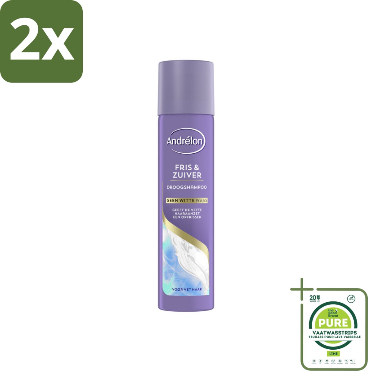 Andrélon Special - Fris & Zuiver - Droogshampoo - 245 ml - Voordeelverpakking - 2 stuks - Droogshampoo - Haarverzorging