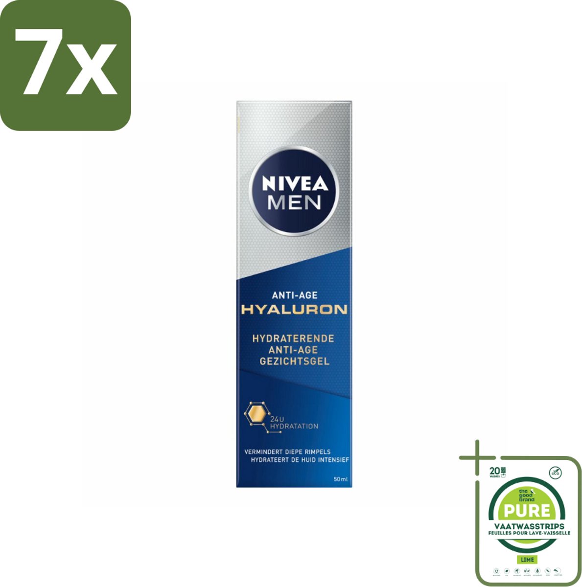 7 x NIVEA MEN - Anti-Age - Hydraterende Gezichtsgel met Hyaluron - 50 ml - Grootverpakking - Anti-ouderdom - Gezichtsgel - Hyaluronzuur - Hydratatie - Jongere Huid
