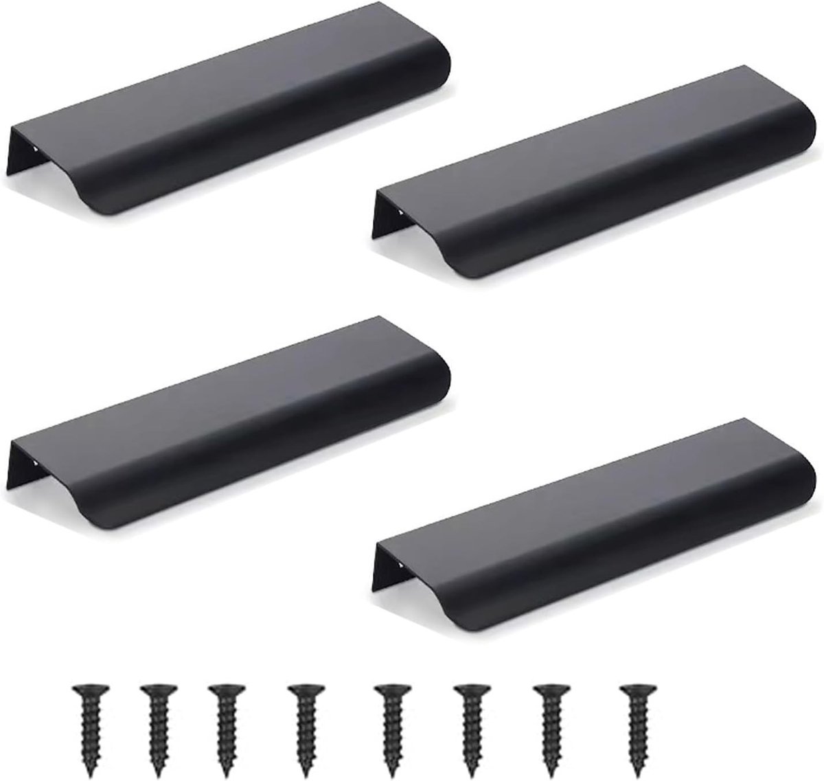 Verstevig je meubels met 4 stuks zwarte verborgen deur- en kastgrepen van aluminium, 15 cm, afgeronde randen voor een moderne uitstraling