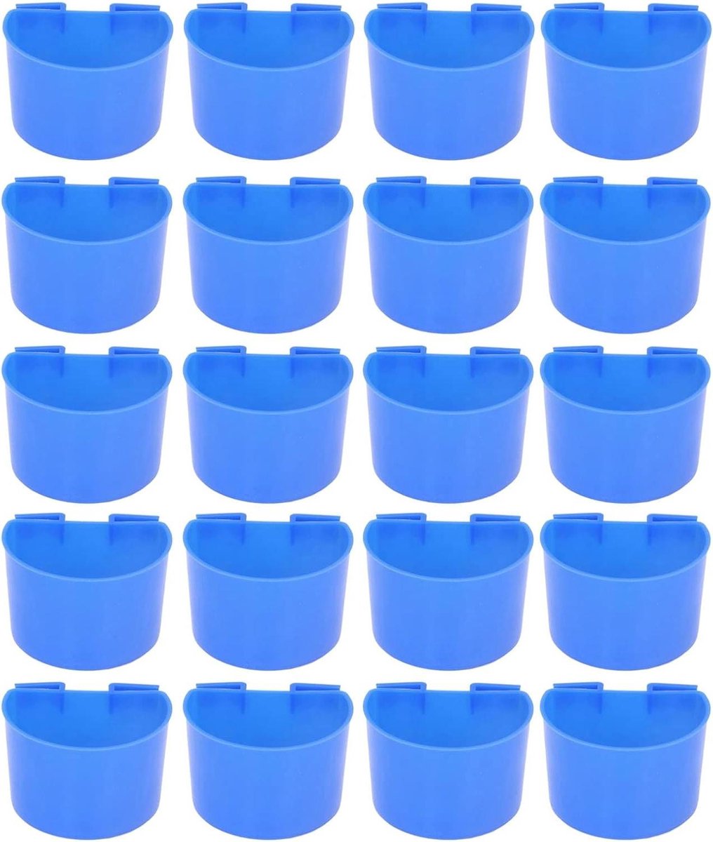 Plastic Voerbakjes - Waterbakjes Vogels - Vogels Voeren - Open Ontwerp - 20 Stuks - Blauw