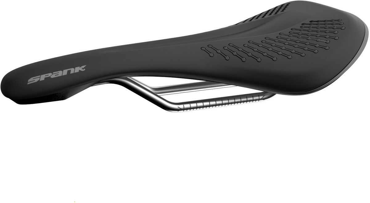 SnelShoppen - Spank Oozy fietszadel unisex volwassenen, zwart/grijs, boomloos zadel voor mountainbike, trail, Enduro, ergonomisch en comfortabel