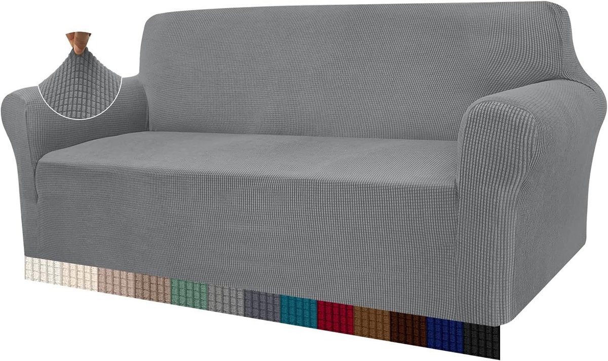 Moderne Stretch Hoes voor Bank - Jacquard Elastische Sofa Cover voor Woonkamer, Bescherming tegen Huisdieren (3-Zits, Lichtgrijs)