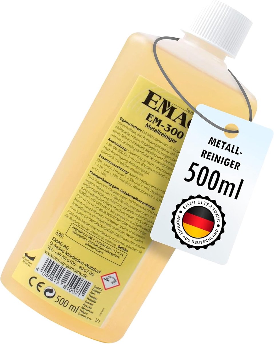 SnelShoppen - EMAG Metaalreiniger EM-300 - Ultrasone reiniger voor RVS, Fittingen, Moffen, 500 ml - Verwijdert alle vervuiling