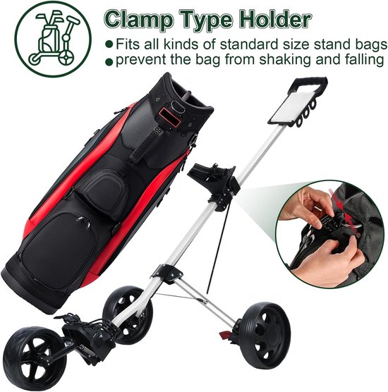 Golfkar met 3 wielen - Golftrolley wandelwagen - Golfen op de baan - Lichtgewicht en opvouwbaar — afbeelding 4