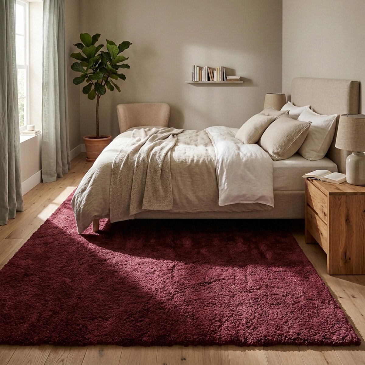 NATURL. Wasbaar hoogpolig vloerkleed - Ziggy Rood - 160x230cm