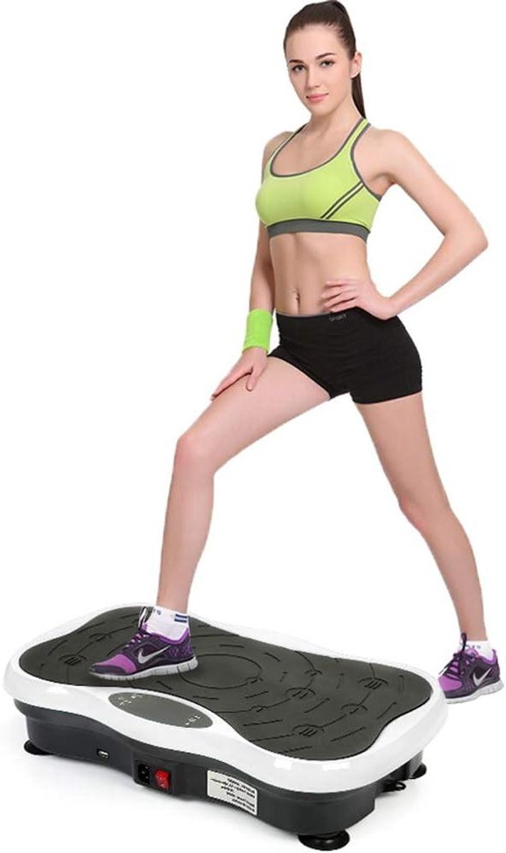 Vibratieplaat - Fitness trainer - Vetverbranding - Met bluetooth speaker - 53 x 32.5 cm - Zwart en wit