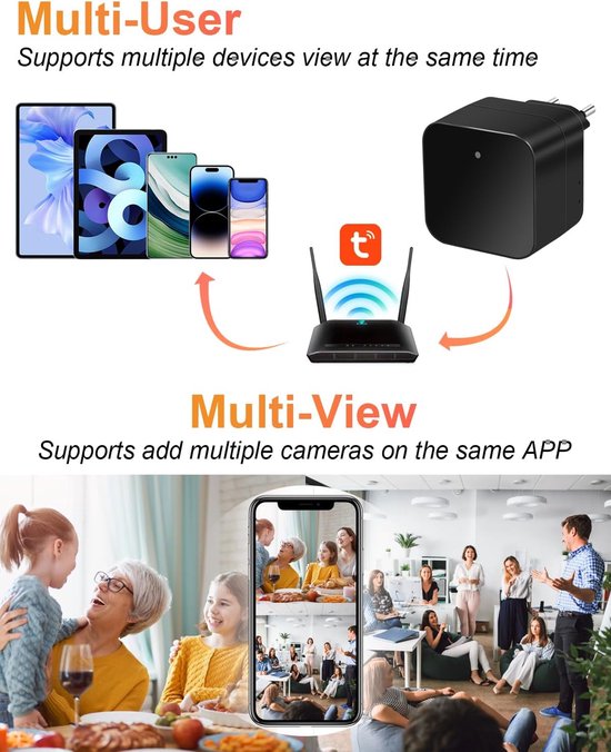 Verborgen Camera - Spycam Mini - Woning Beveiligen - Met USB Lader - 6x6x3 cm - Wit — afbeelding 5