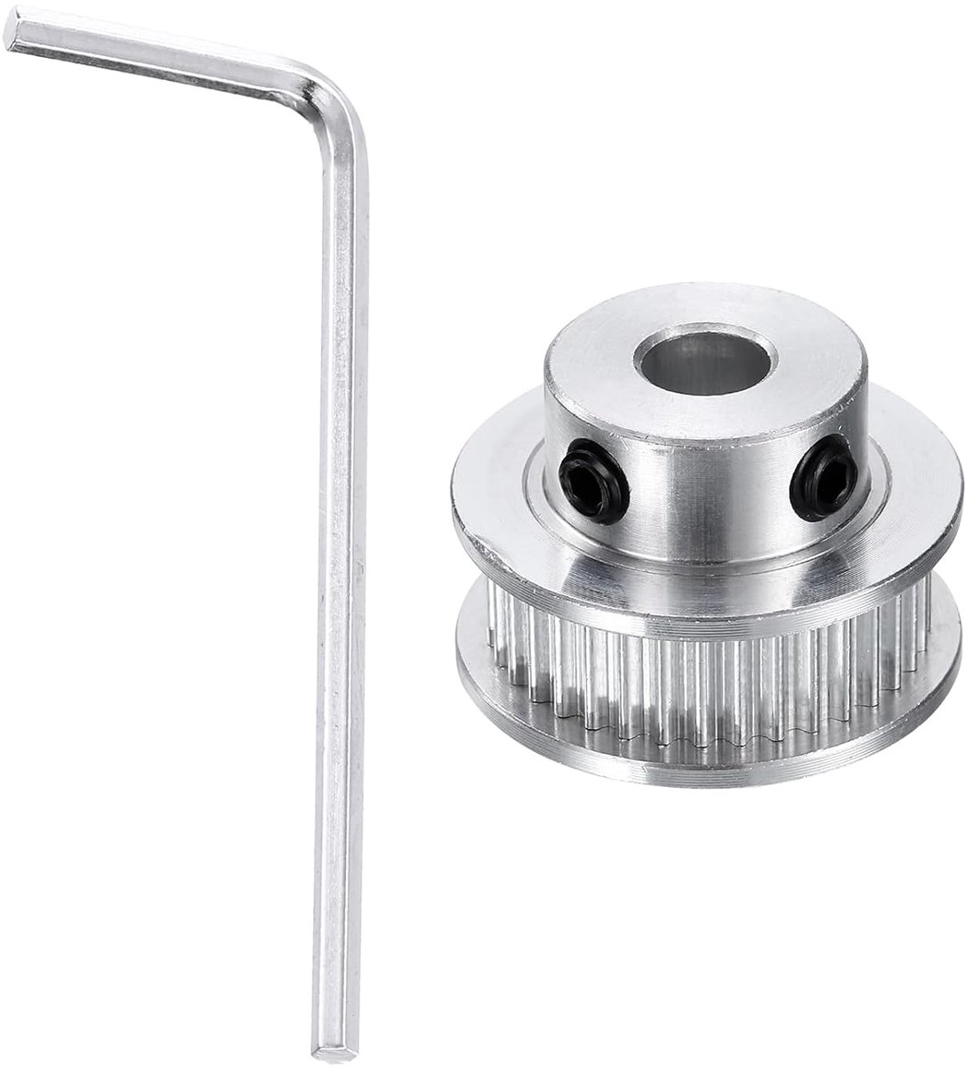 GT-2 36T synchrone tandwiel 6,35 mm boring aluminium tandriemschijf 36 tanden geschikt voor 6 mm brede tandriem voor 3D-printer CNC-machine (met een moersleutel)