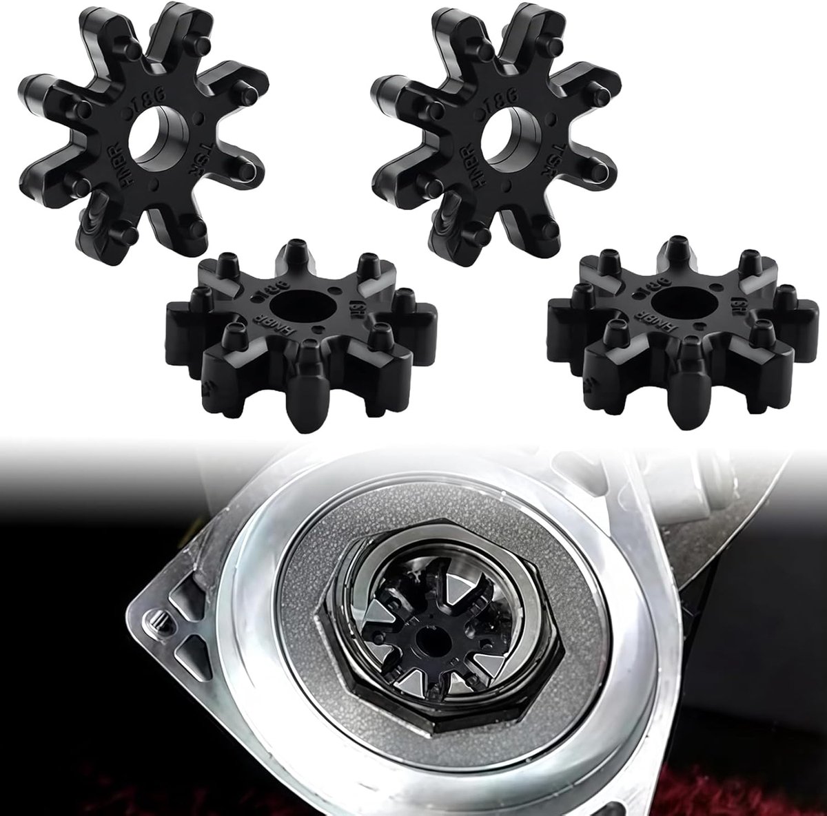 4 stuks flexibele stuurkoppeling 563152K000FFF, vervangende stuurkolomkoppeling compatibel met Hyundai Sonata Elantra Santa Fe en Kia Soul Optima Forte, duurzame rubberen flexibele