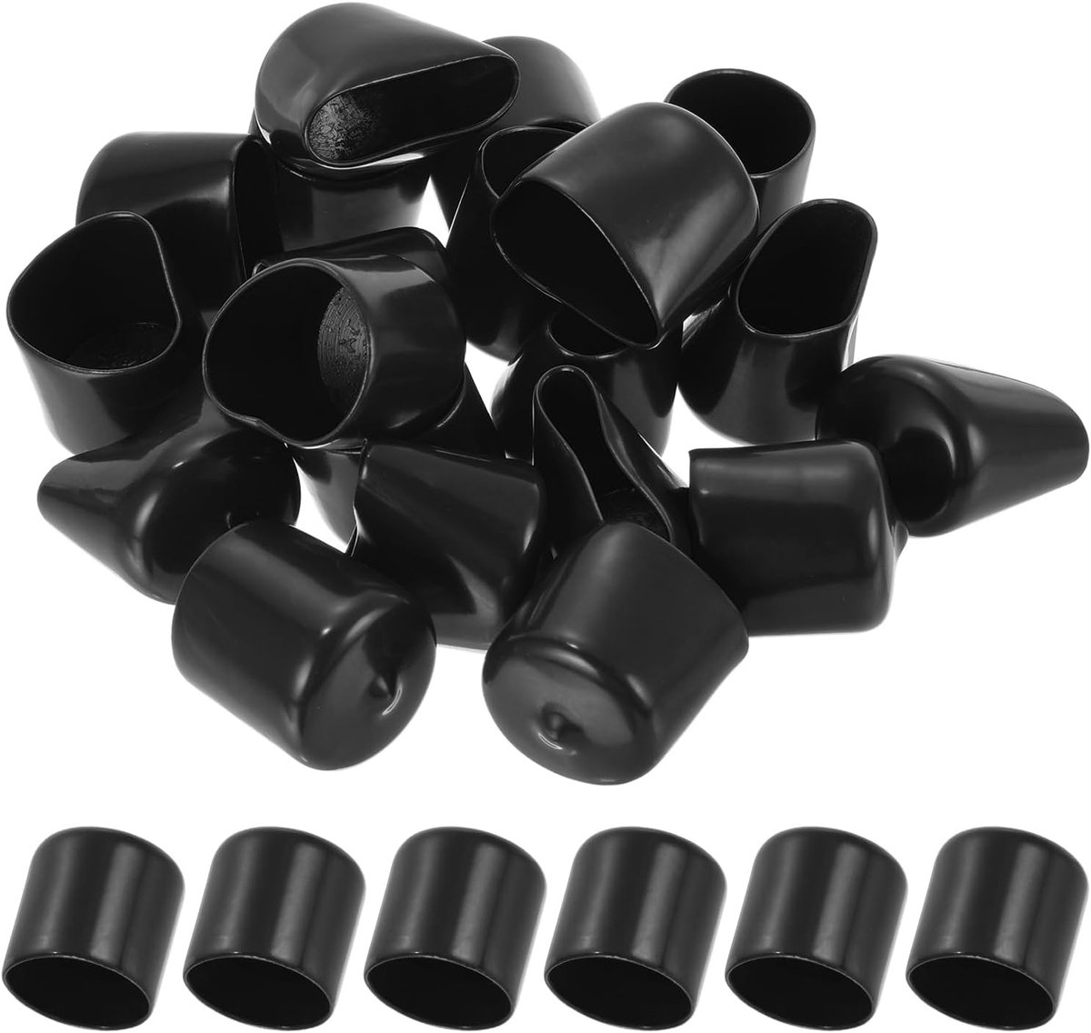 25 mm vinylrubberen eindkappen, 20-pack flexibele boutdoppen, ronde schroefdoppen, draadbeschermers voor metalen buizen, staven, bouten, zwart