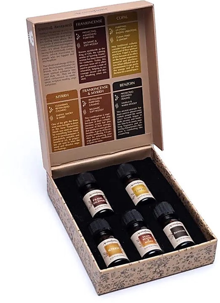 Aromafume - wierookhars essentiële oliemix - frankincense - copal - benzoe - etherische olie - set van 5 stuks