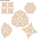 Illustraties van verschillende combinaties van beige vierkante schaduwdoeken.