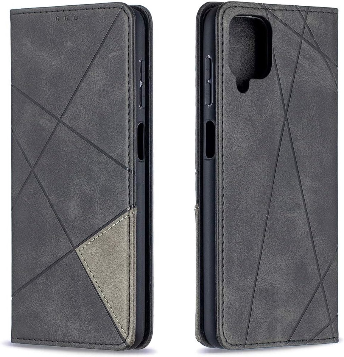 Hoesje voor Samsung Galaxy A12 Hoes Book Case, Premium Lederen Flip Wallet Telefoon Case [Kickstand] Hoogwaardige Cover Mobiele Telefoon Case Geval voor Beschermhoes (Zwart)