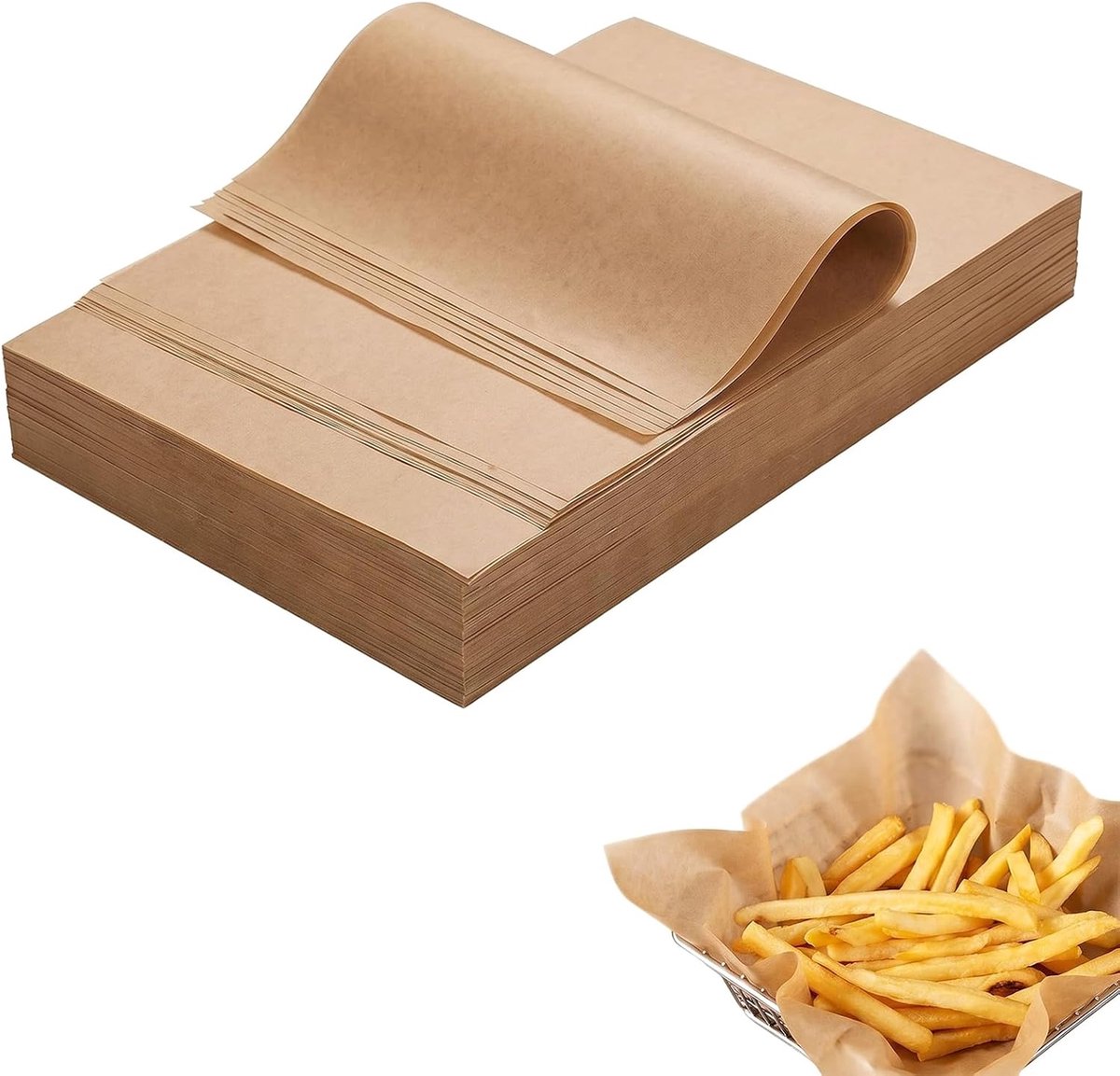100 vellen bakpapier, op maat gesneden, 20 x 30 cm, bakpapier zonder PFAS en BPA, anti-aanbaklaag en vetdicht, perkamentpapier voor oven en voedselverpakking