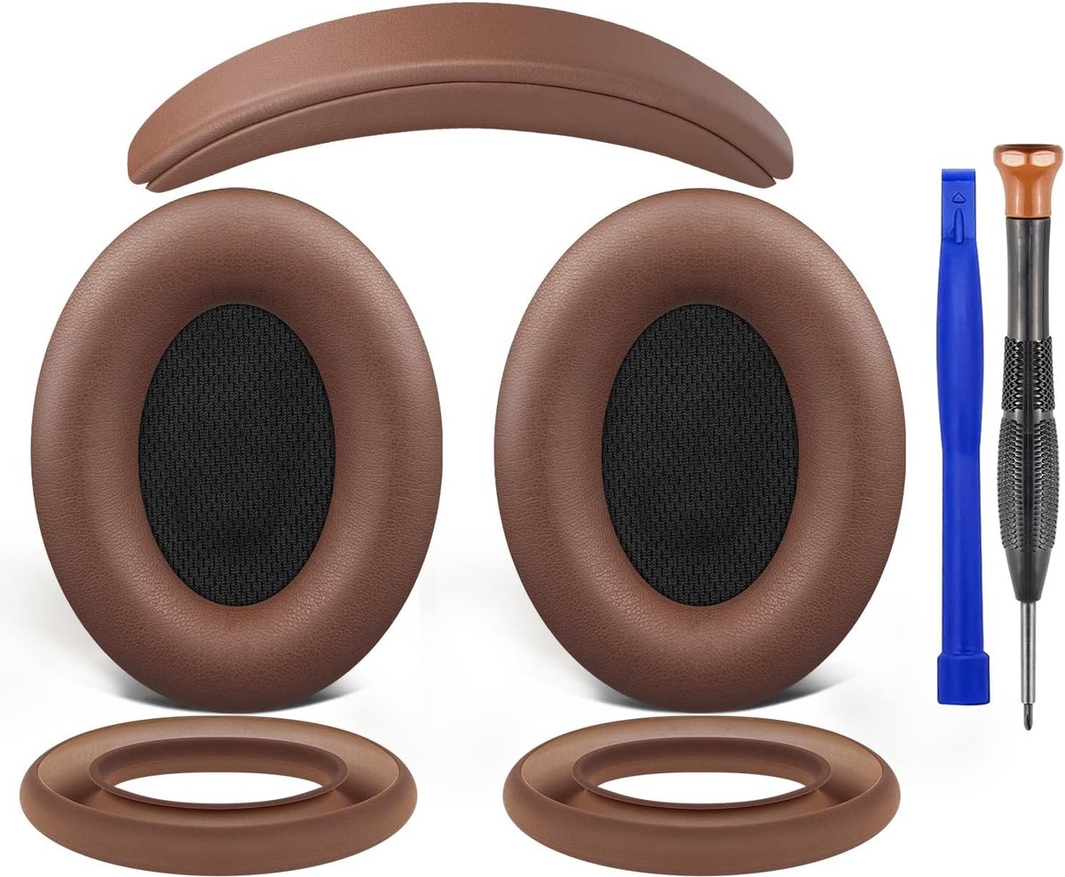 Oorkussens + Hoofdband + Silicone Oorkussen Overtrek Beschermer, vervangingsset Headband voor Bose QuietComfort 15 (QC15)/QuietComfort 2 (QC 2) Over-Ear Hoofdtelefoons - Koffie