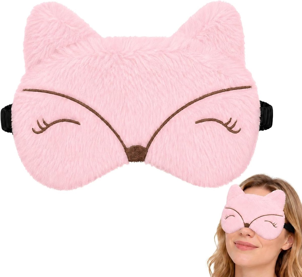 slaapmasker, 3D pluche dieren oogmasker met verstelbare bandjes, zacht en ademend oogmasker voor slapen, reizen of een dutje