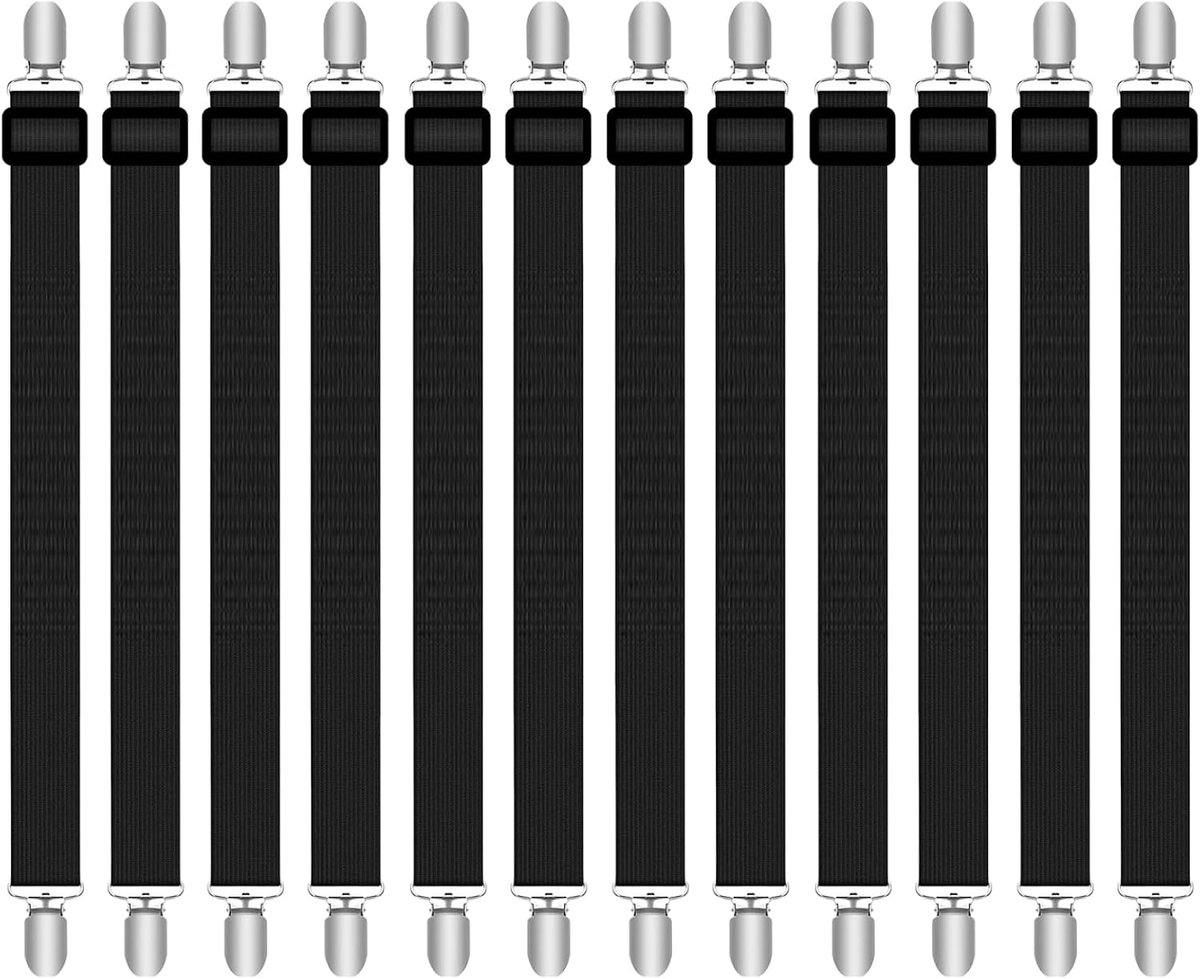 Lakenspanners, 30-110 cm, elastische riemen voor beddengoed, met metalen clip, bedlakenspanner, bevestiging voor matras, bank, tafel, strijkplanken