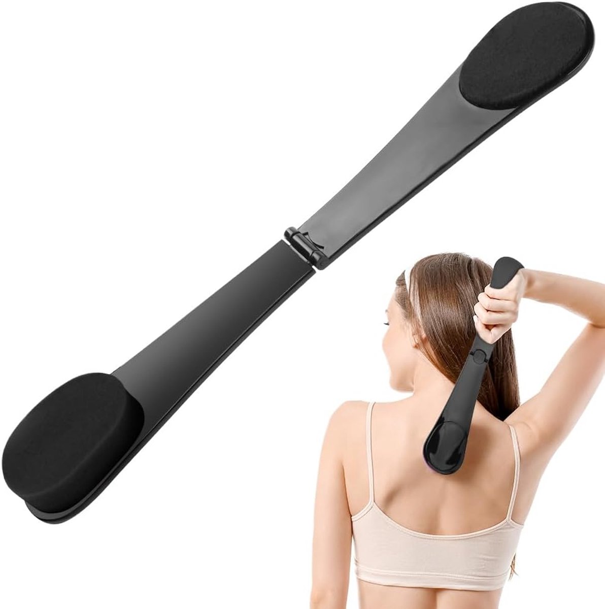 Zelfbruinende rugapplicator, herbruikbaar applicatietool, lotionapplicator voor rug, zelfbruinende rugapplicator werkt met bruiningscrème, zelfapplicator op de rug voor looiende lotion, mousse