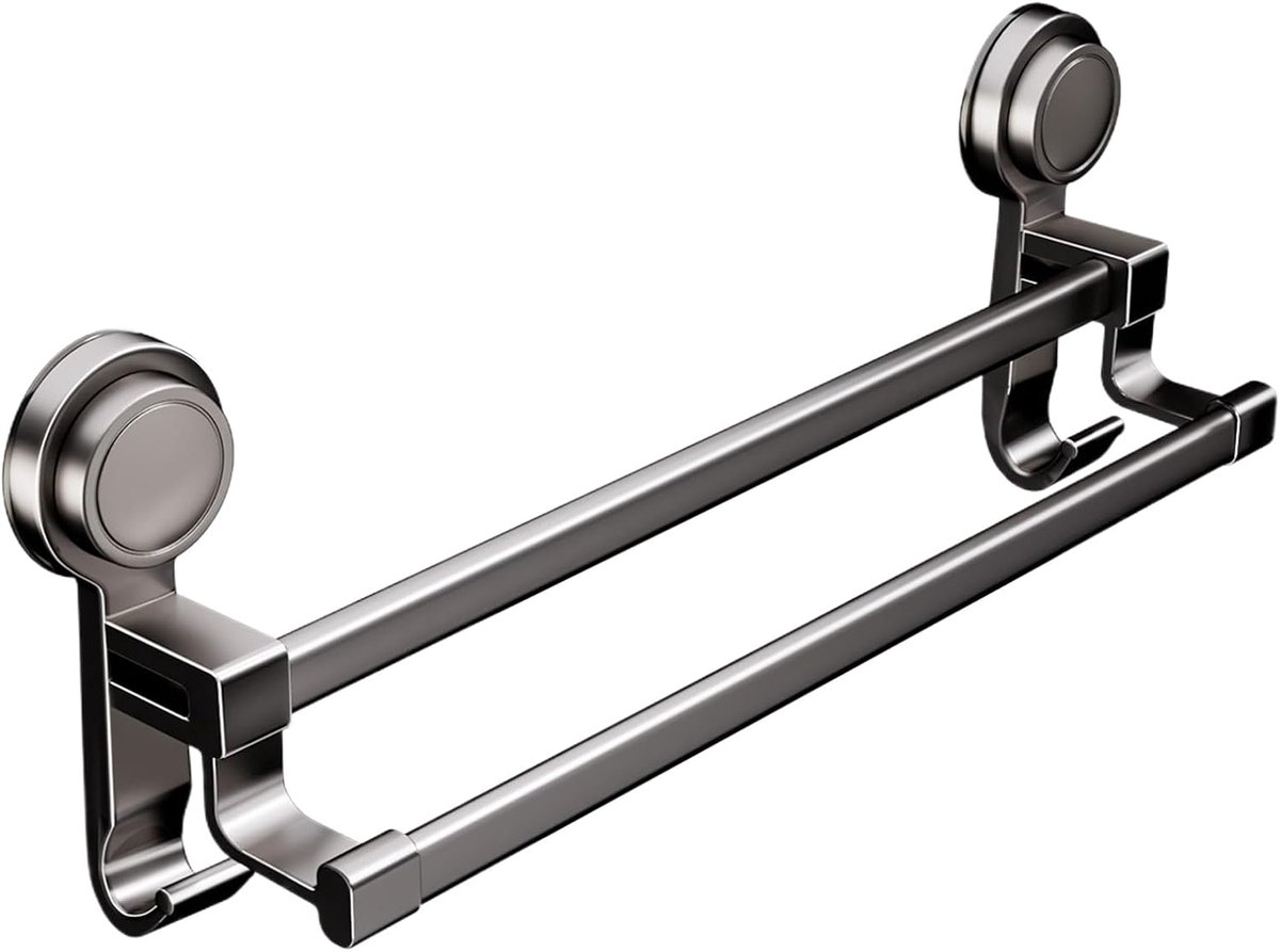 Handdoekstang Met Zuignappen Boorvrij Zuignappen | Toilet Dubbele Handdoeken Voor Appartementen En Huizen Voor Douche Glas Spiegel Tegels Muren Deuren En Marmer