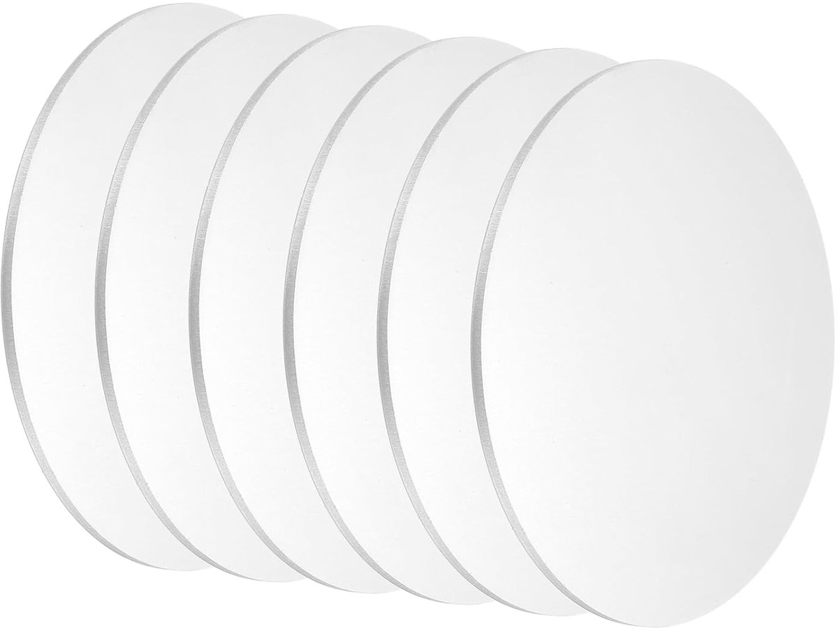 6 stuks aluminium plaat, 100 mm x 1,5 mm, ronde aluminiumplaat 5052 aluminium schijven, hanger, ronde ponsschijven voor lasersnijden, metalen stansen, sieraden maken, doe-het-zelf