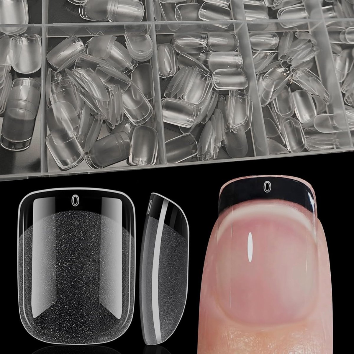 600 Stuks Nageltips Vierkant, 12 Maten Nail Tips Short, Nagel Tips Full Cover, PMMA-hars, Voor Lijm-Op Nail Art Voor Nagelstudio'S Starter DIY, Kunstnagels Acryl