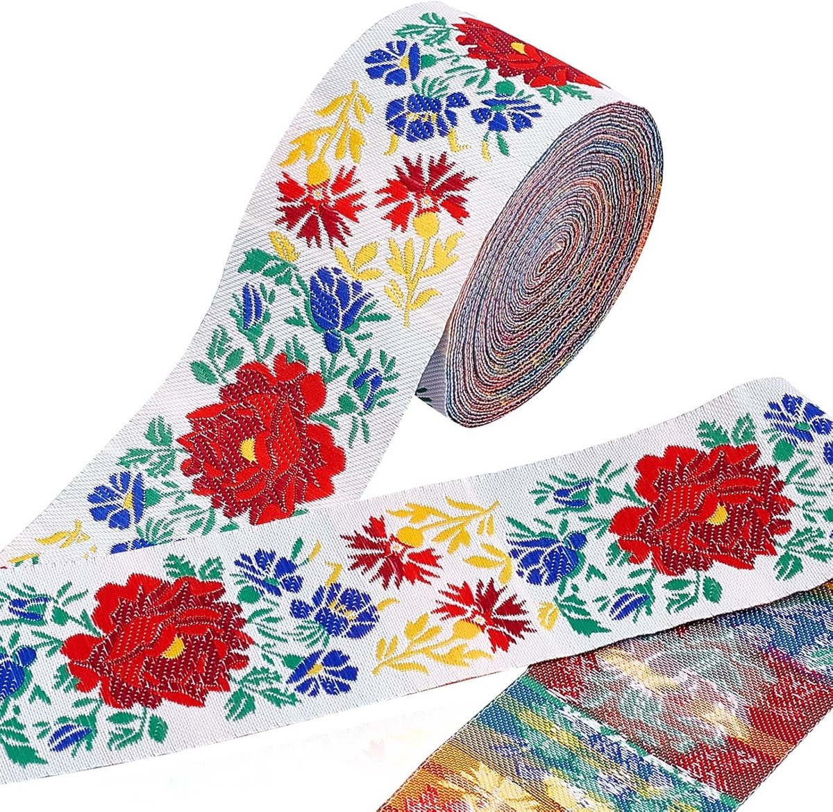 PandaHall 5 cm breed jacquardlint, 10 m vintage geweven rand bloemenlint stoffen rand geborduurde linten voor boho kleding naaien kraag gordijn versiering decoratie