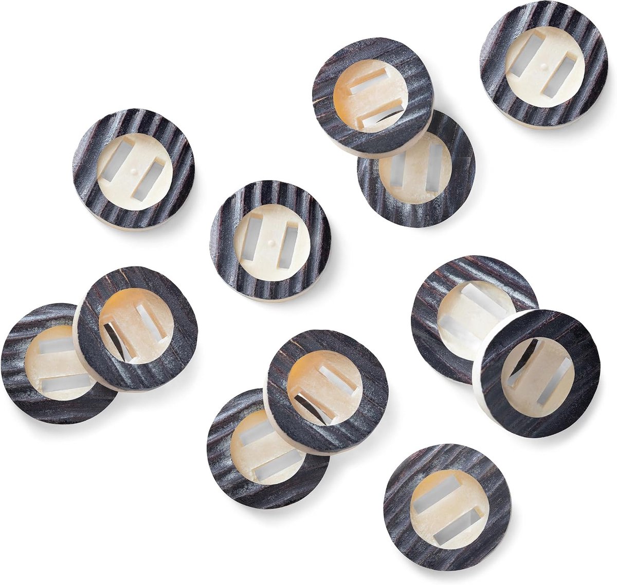 Trachten Couture Originele hoornknopen, bruine leren broekknopen – doe-het-zelf 2-gats klederdrachtknopen 21 mm - 4 x / 8 x / 12 x - diverse kleuren (zwart, 12 x knopen)