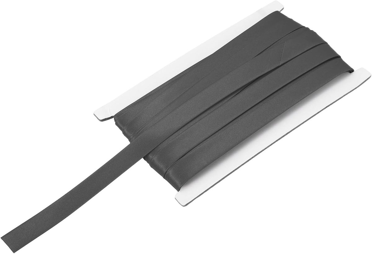 BIA Dubbelzijdige vouwband om te naaien, 12/20 cm x 30,5 cm, satijn, voorgevouwen, eindeloze band voor naden, dekbedden, zomen, doe-het-zelf handwerk, donkergrijs