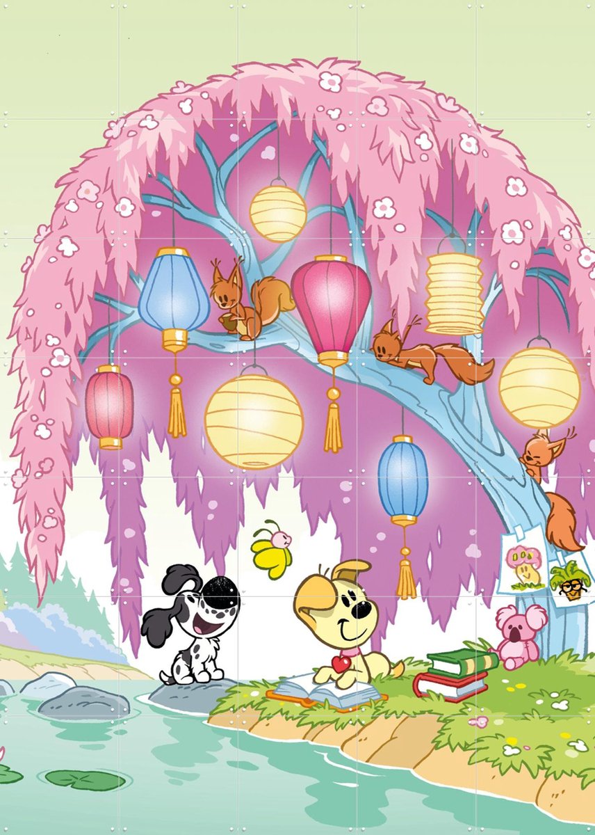 IXXI Woezel & Pip in de Tovertuin, Woezel & Pip & Van Hoorne Studios - 100 x 140 cm - Gratis ophangtool - Grote wanddecoratie en posters -