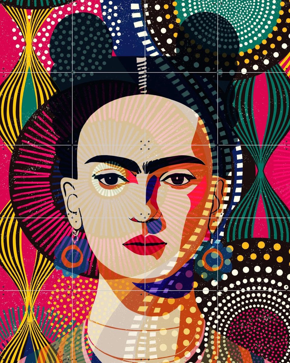 IXXI Frida in Layers of Colors, Marja van den Hurk - 80 x 100 cm - Gratis ophangtool - Grote wanddecoratie en posters - Digitale Kunst, Pop art