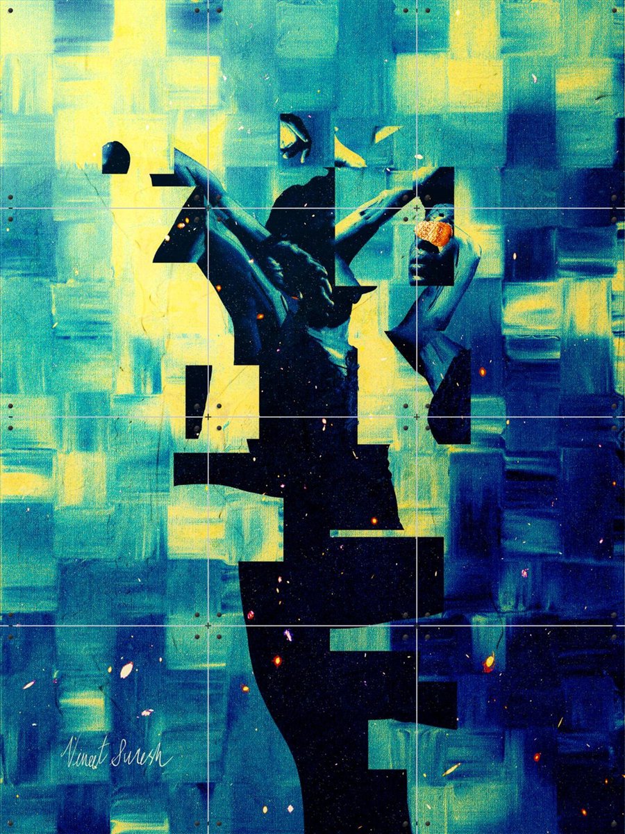 IXXI Abstract Girl, Vineet Suresh - 60 x 80 cm - Gratis ophangtool - Grote wanddecoratie en posters - Kleurrijk, Digitale Kunst, Kwaststreken, Modern
