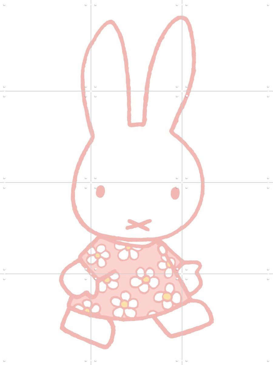 IXXI Nijntje Pastel Roze met Bloemenjurk, Nijntje - 60 x 80 cm - Gratis ophangtool - Grote wanddecoratie en posters - Cartoonesk, Speels, Kinderkamer