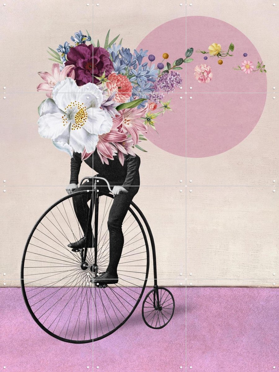 IXXI Spring Bikerides, Marja van den Hurk - 60 x 80 cm - Gratis ophangtool - Grote wanddecoratie en posters - Vintage, Gemengde Technieken, Retro