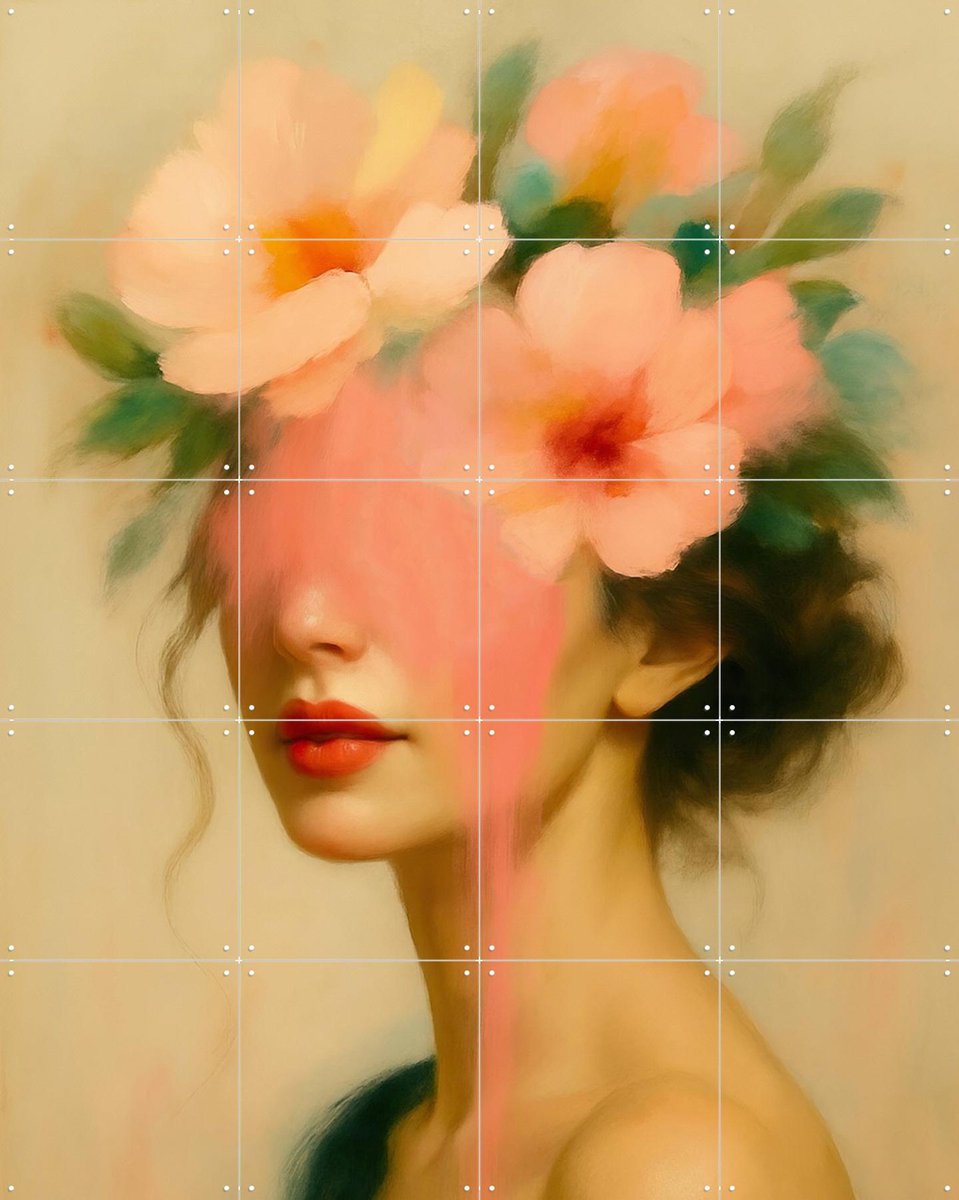 IXXI Whispers in Bloom, Moonheart Artworks - 80 x 100 cm - Gratis ophangtool - Grote wanddecoratie en posters - Kleurrijk, Kwaststreken, Fantasierijk