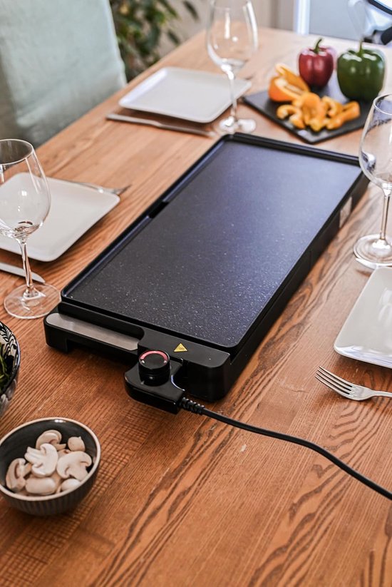 Elektrische Grillplaat - Bakplaat Plancha - Gezellig Tafelen - XL Oppervlak - 51x25 cm - Zwart — afbeelding 5