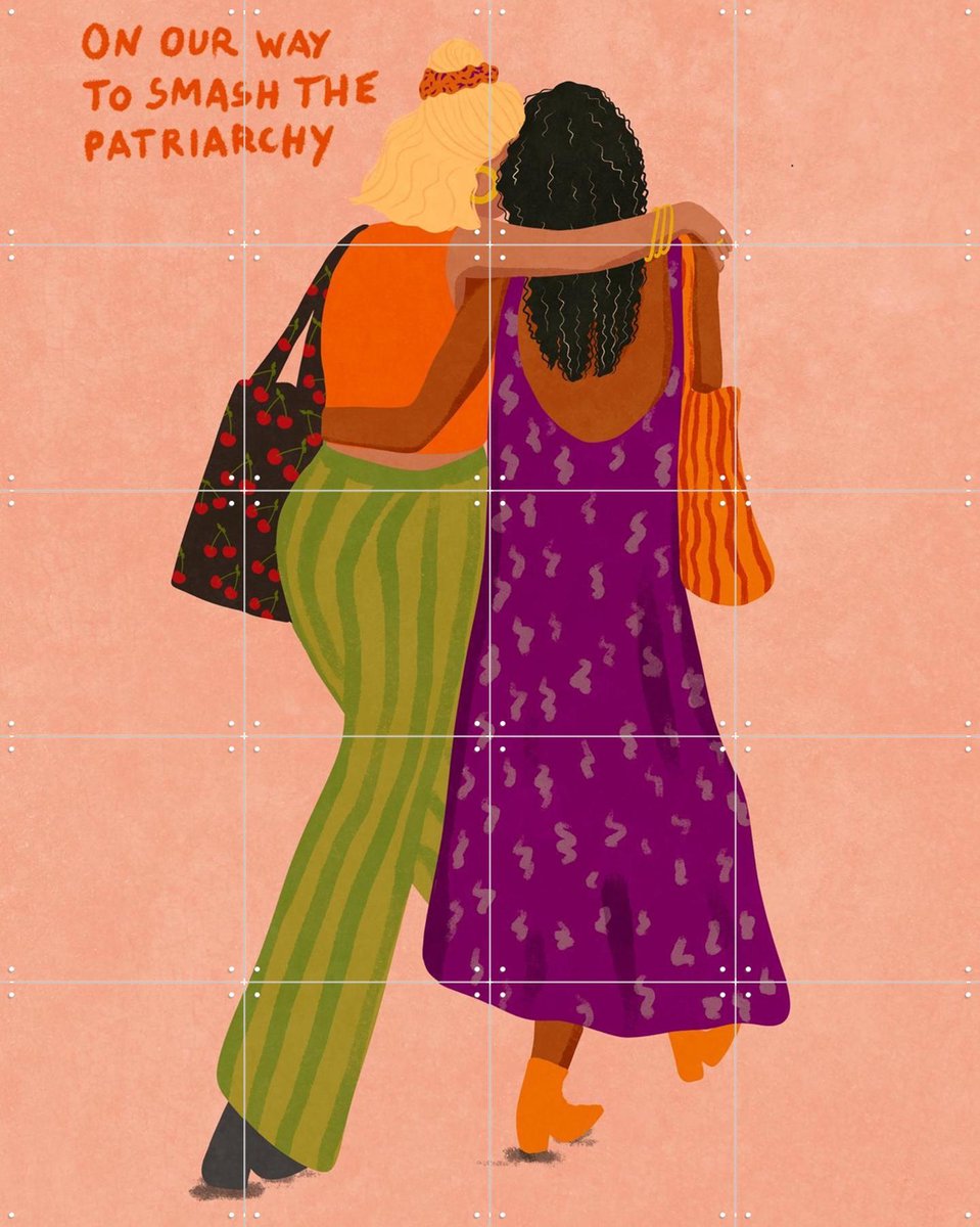 IXXI Smash The Patriarchy, Raissa Oltmanns - 80 x 100 cm - Gratis ophangtool - Grote wanddecoratie en posters - Kleurrijk, Illustraties, Modern