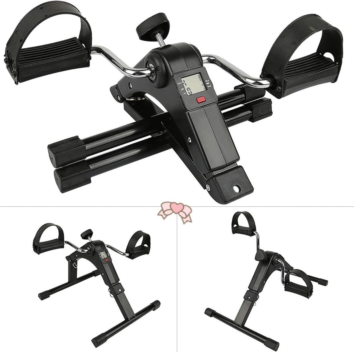 Mini Hometrainer - Fiets Trainer - Thuis Fitness - Opvouwbaar Ontwerp - 37 cm Hoogte - Zwart
