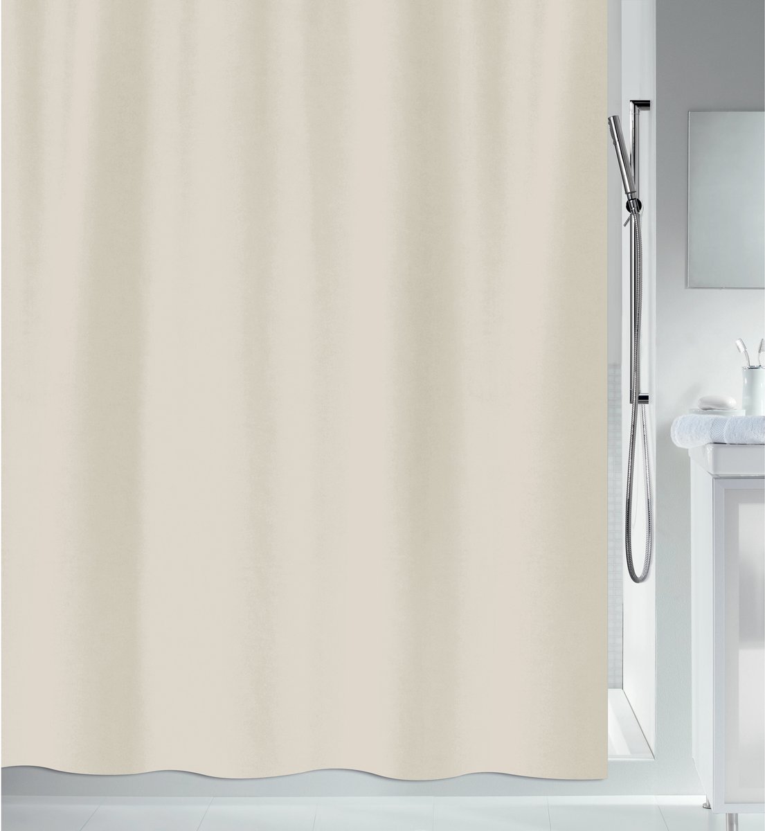Spirella Douchegordijn ALTRO - Anti-Schimmel Douchegordijn met Antibacteriële Coating - Polyester Textiel - Tijdloos Neutraal Design