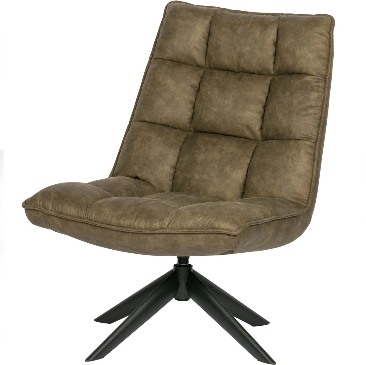 WOOOD Jouke Draaifauteuil - Kunstleer - Groen - 97x70x85