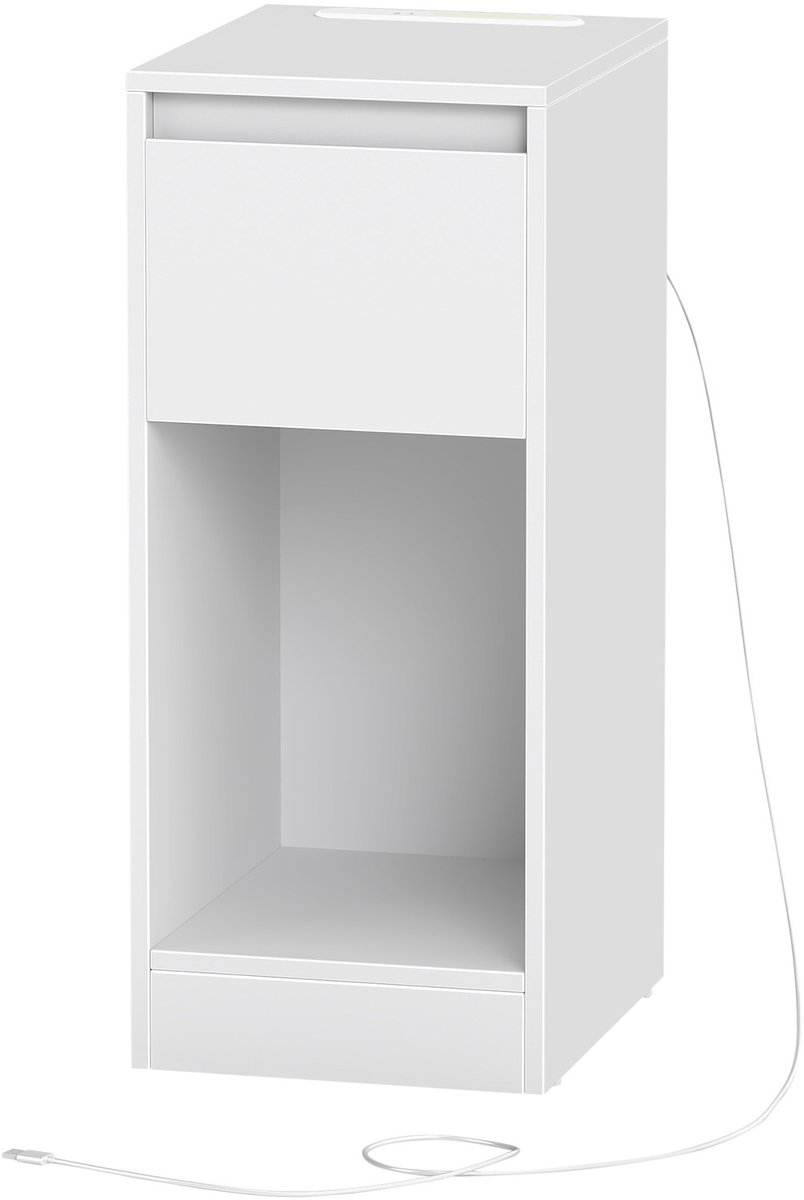 Songmics Smal nachtkastje – bijzettafel met LED-verlichting – Wit
