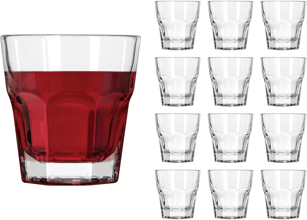 Libbey Gibraltar Whiskyglazen - Tumbler Set - Transparant Geperst Glas - 237 ml - 12 Stuks