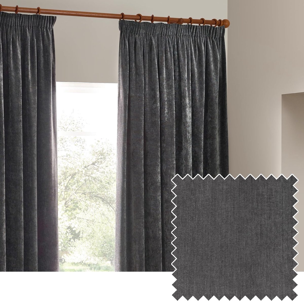 Zware Chenille Velvet Potlood Plooi Gordijnen