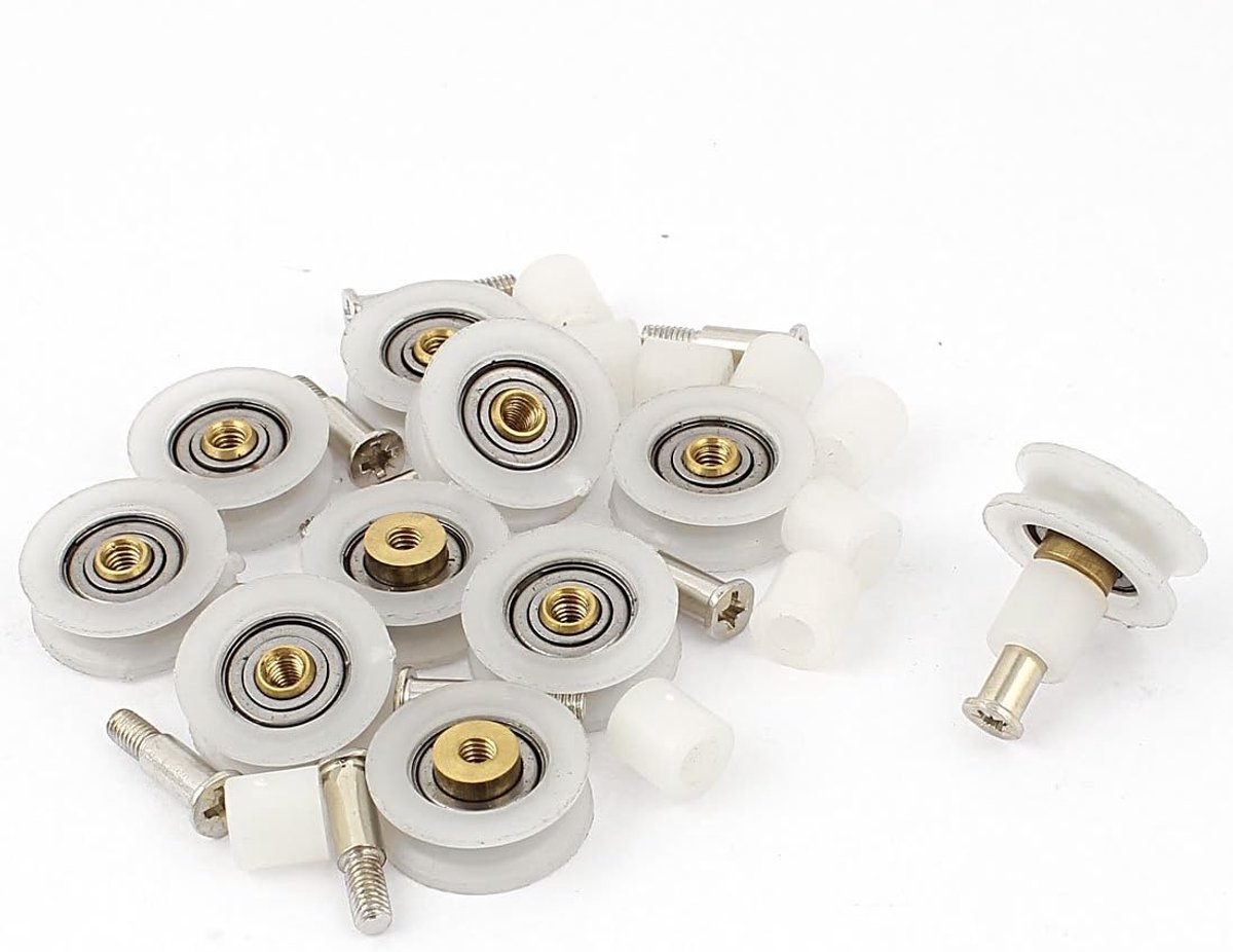 sourcingmap 10 stuks wielen voor schuifdeur, kast, 22 mm, kogellagers, rond, Groove riemschijf, deurwiel
