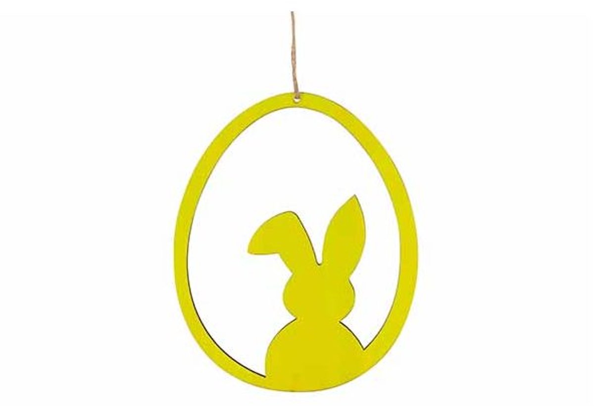 Ei Hanger Open Rabbit Groen 16x,3xh20cm Ovaal Hout