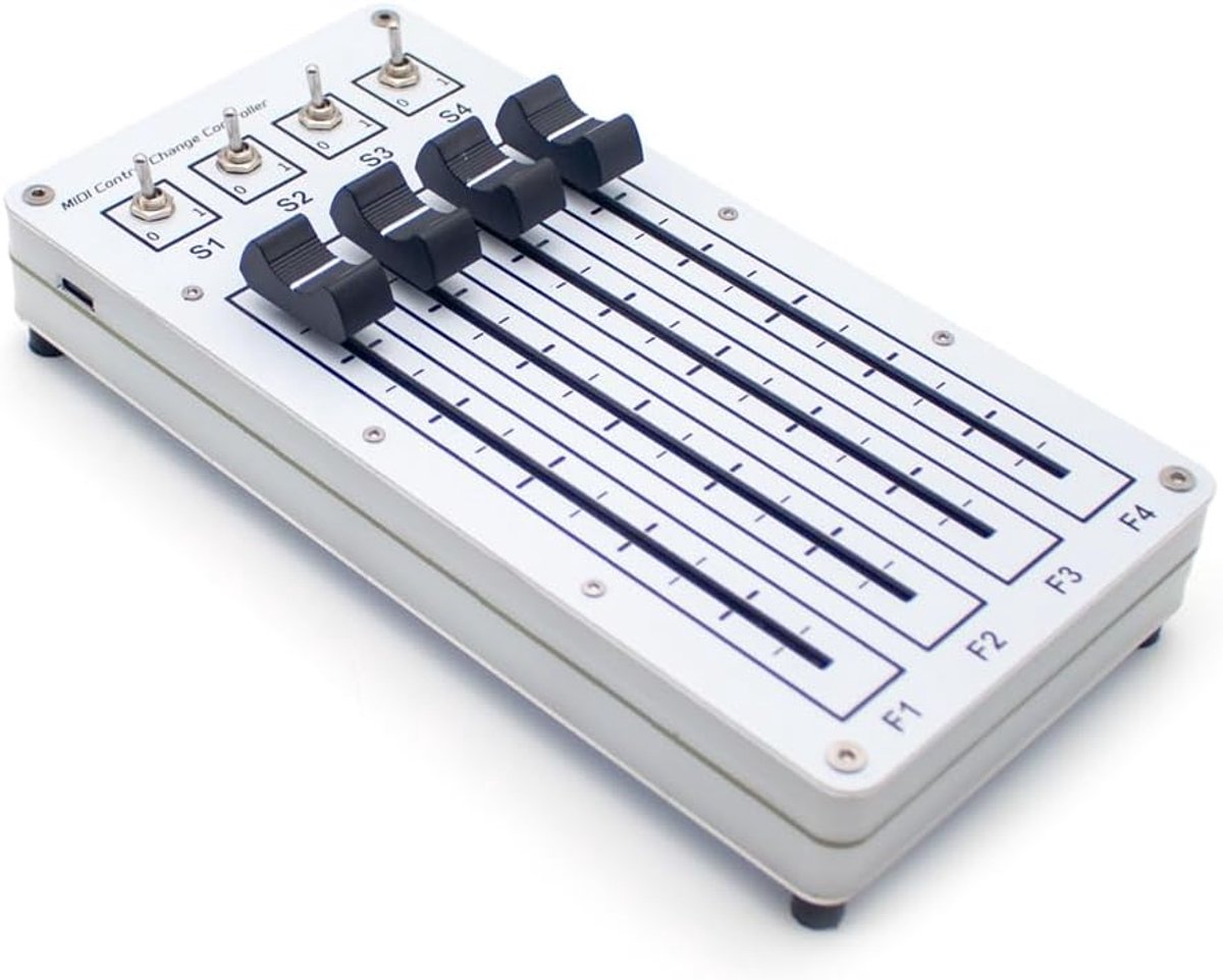 USB Midi-Controller met 4 Faders en 4 Schakelaars