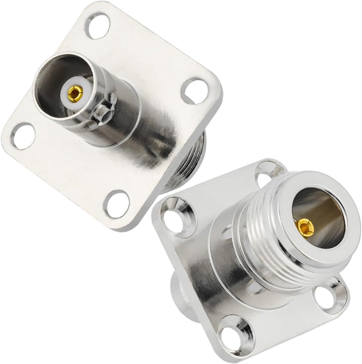 2 Stuks N Vrouwelijk naar BNC Vrouwelijk 4 Hole Flens Paneel Moount Adapter 50 Ohm N Type naar BNC 4 Gaten Flens Chassis Moount Soldeer Connector voor Radio Antenne Coaxkabel