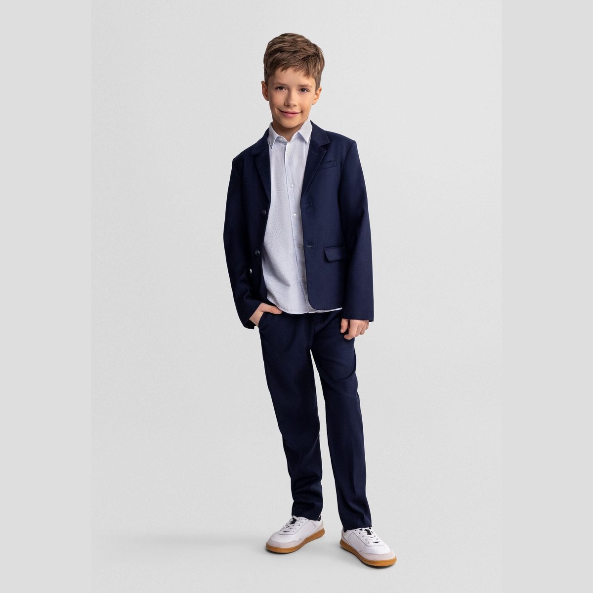 Minoti pantalon jongens slim fit donkerblauw - viscose