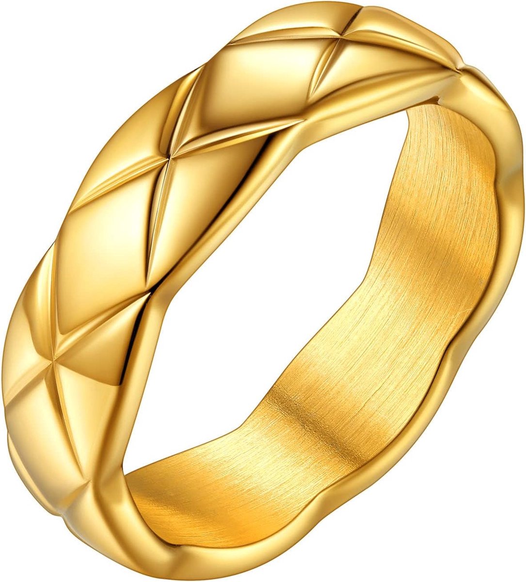 Partnerring voor dames en heren, 6 mm breed, gepersonaliseerd X-kruis design, verlovingsring, aanzoeksring, trouwring, 18k verguld/roestvrij staal, bruiloft, jubileum, modesieraad