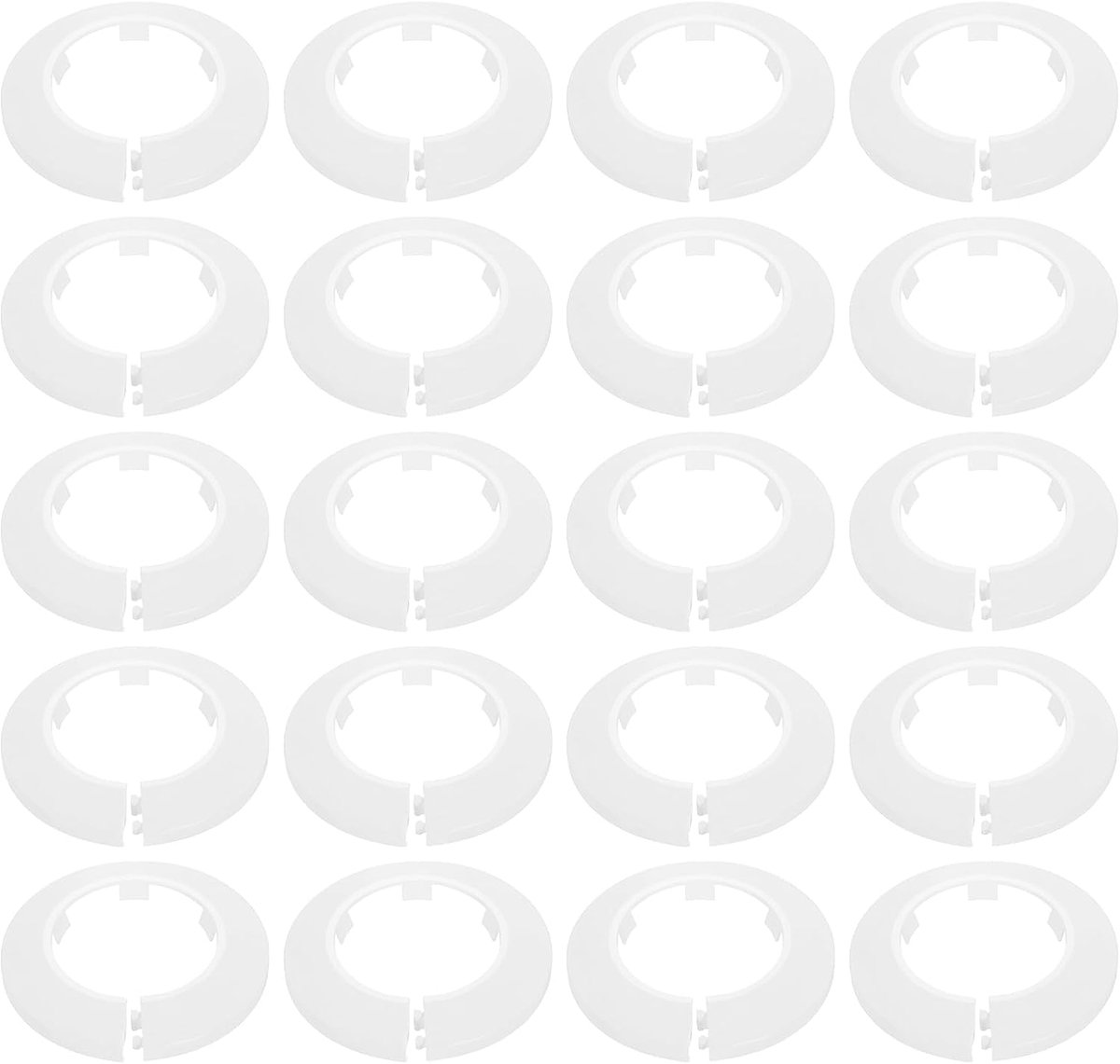 20 stuks decoratieve buisafdekkingen 1,97 inch (50 mm) kunststof halsband om vast te klikken, gat afdekking voor gootsteen, slang, radiator, decoratieve halsband voor badkamer, wit