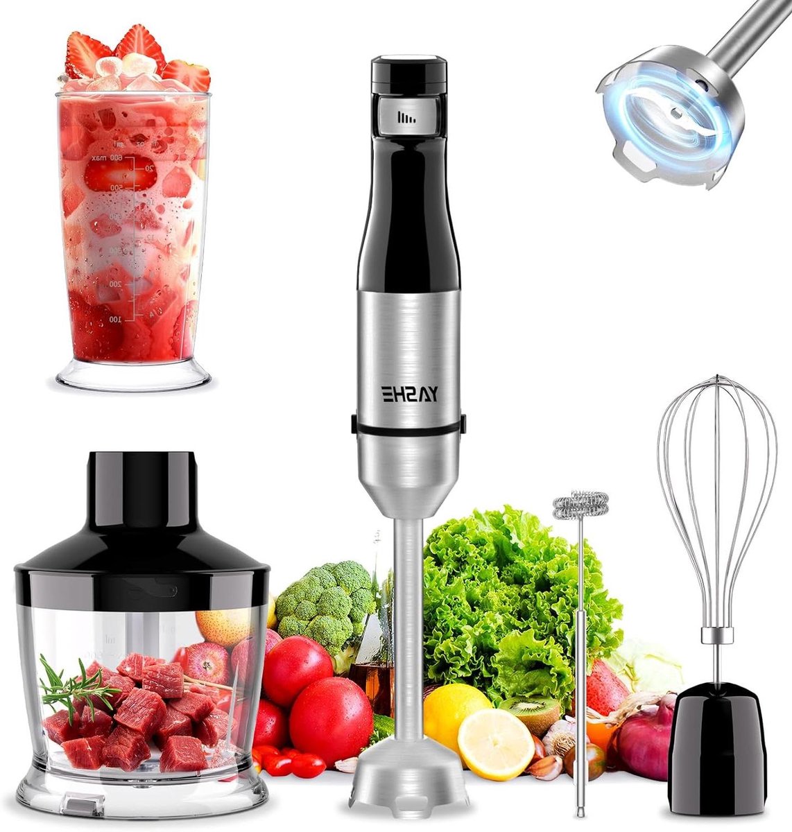 Staafmixer - Keukenmixer - Maaltijden Bereiden - Traploze Snelheidsregeling - 1000 Watt - Zwart